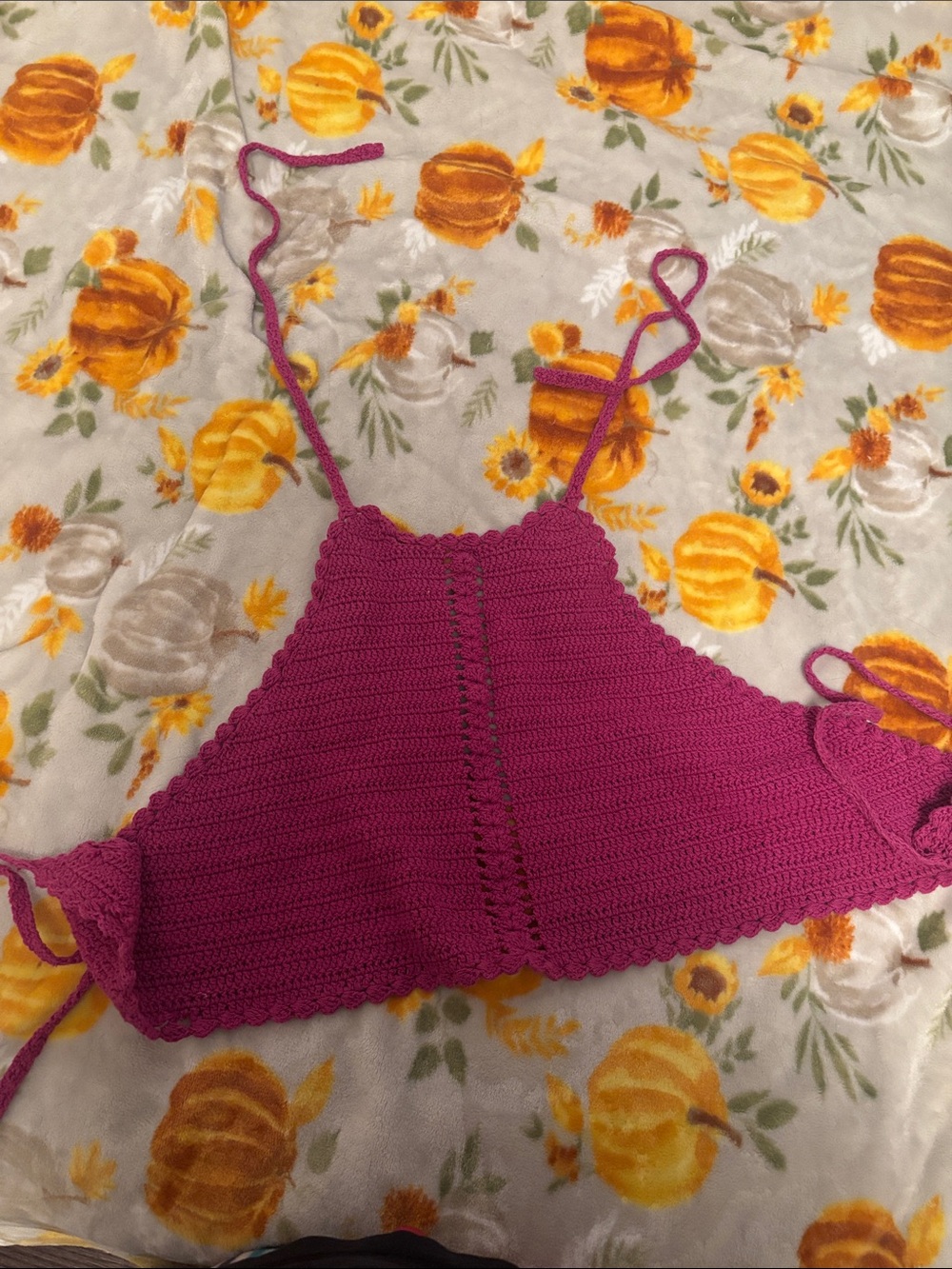 Forever 21 Fuchsia Crochet Halter Top